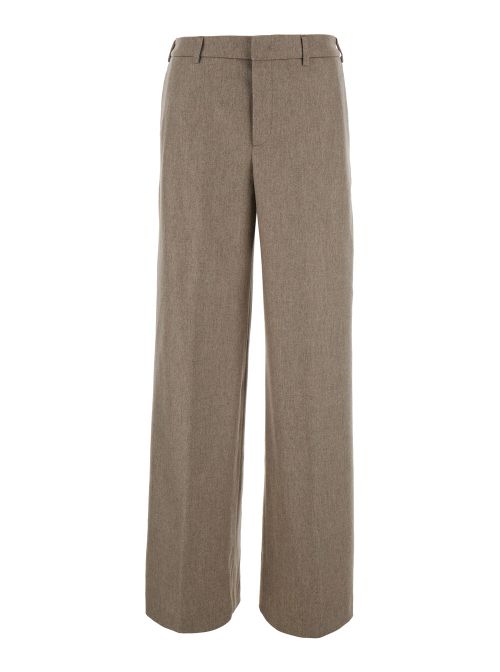 Wool-Cashmere High-Waist Trousers — Beige