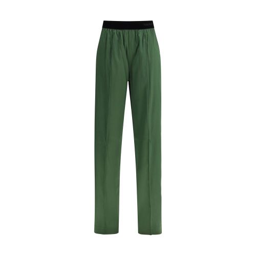 Silk Satin Trousers — Green