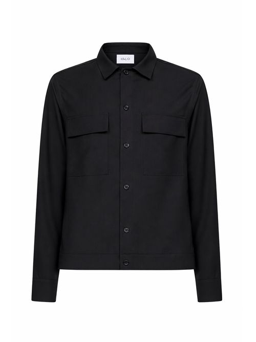 Virgin Wool Blend Shirt Jacket — Gray