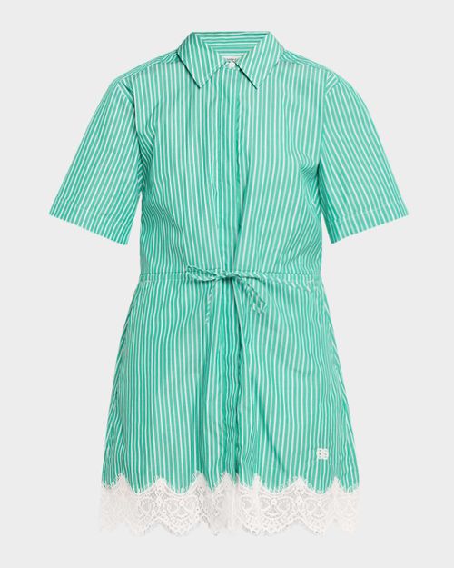 Poplin Lace-Trim Shirtdress