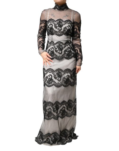 Lace-Paneled Silk Blend Dress — Multicolor