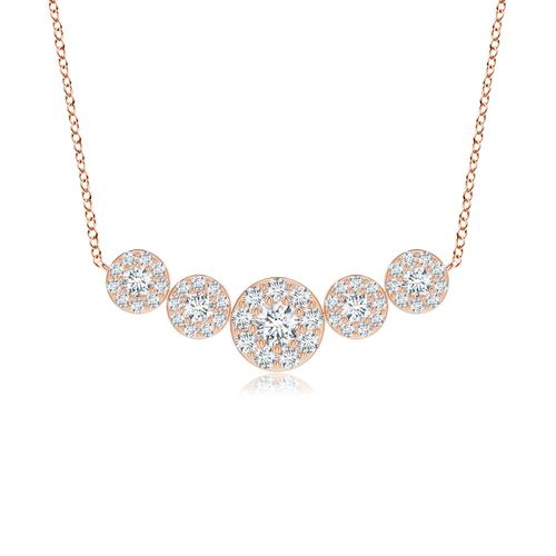 Angara 2.01 CTW Lab-Grown Graduated Five Stone Diamond Halo Necklace in 18K Rose Gold