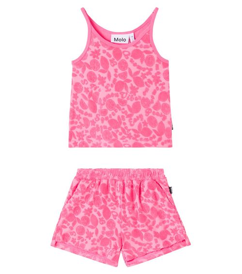 Cotton-blend terry top and shorts set
