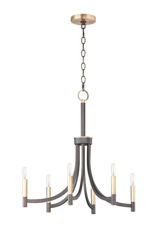 Maxim Lyndon 6-Light Transitional Chandelier in Bronze and Antique Bra