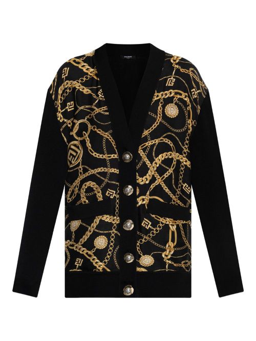 Chain-print cardigan - Black