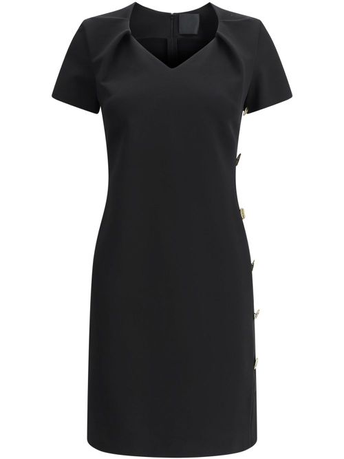 Button-detail punto-milano mini dress - Black