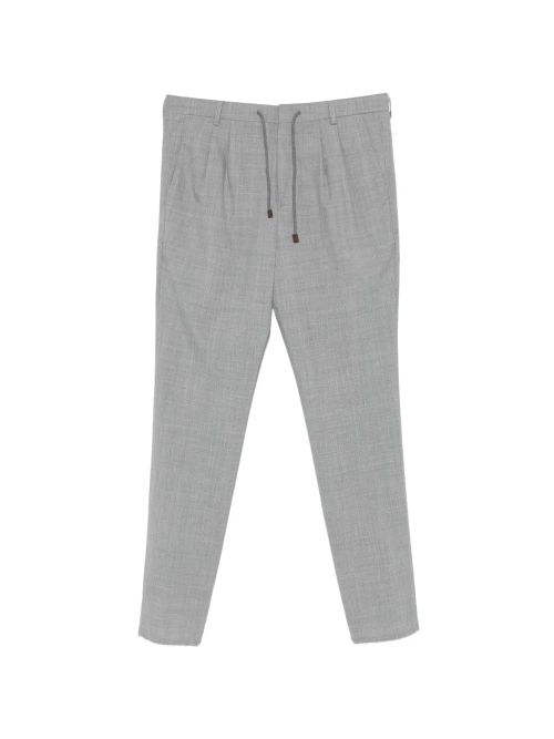 Drawstring Pleated Trousers — Grey