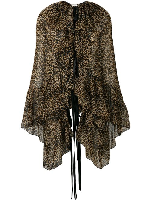 Leopard-print asymmetric blouse - Neutrals