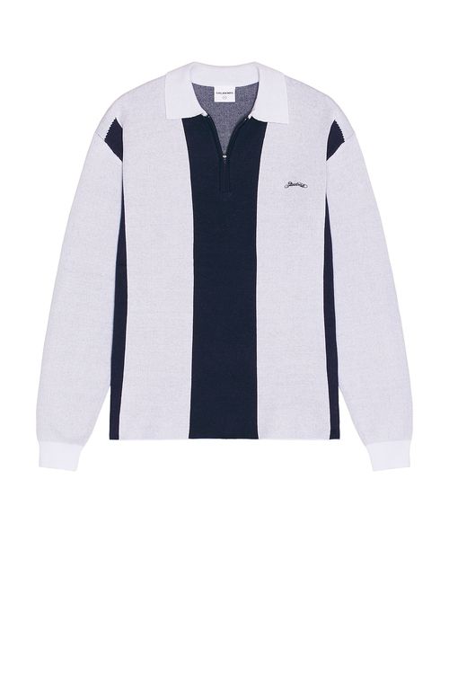 Students Golf Gibson Fleece Long Sleeve Polo in Light Grey