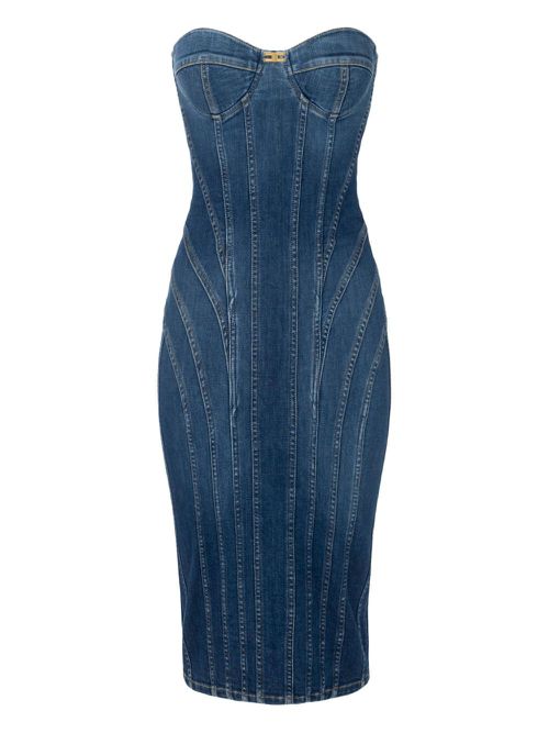 Strapless denim midi dress - Black