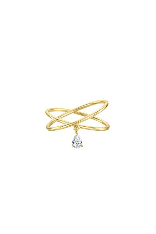 ISA GRUTMAN Double Band Diamond Ring in Yellow Gold - Metallic Gold.  8 also in