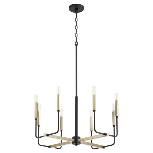 Lacy 8-Light Chandelier in Textured Black w with Aged Bra