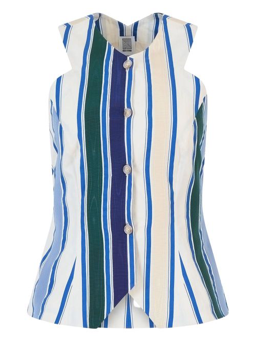 Ribbon King striped top - White