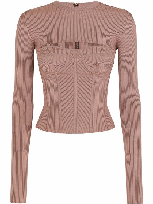 Corset-style cut-out top - Neutrals