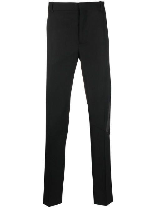 Stripe-detail tailored-cut trousers - Black