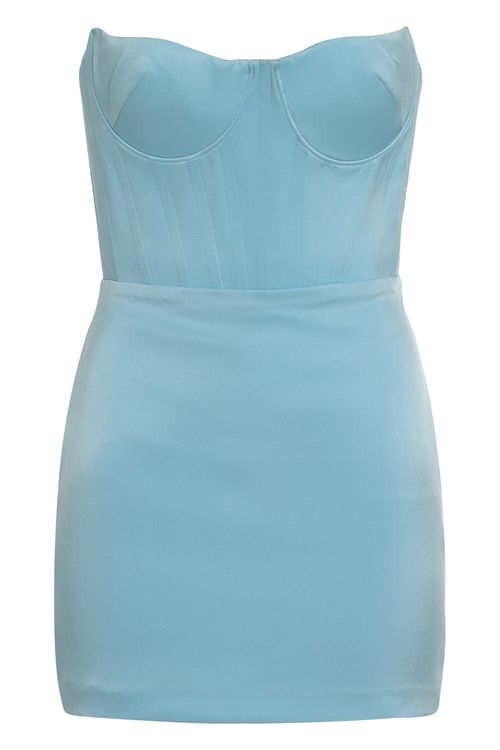Elegant Mini Satin Dress with Structured Corset