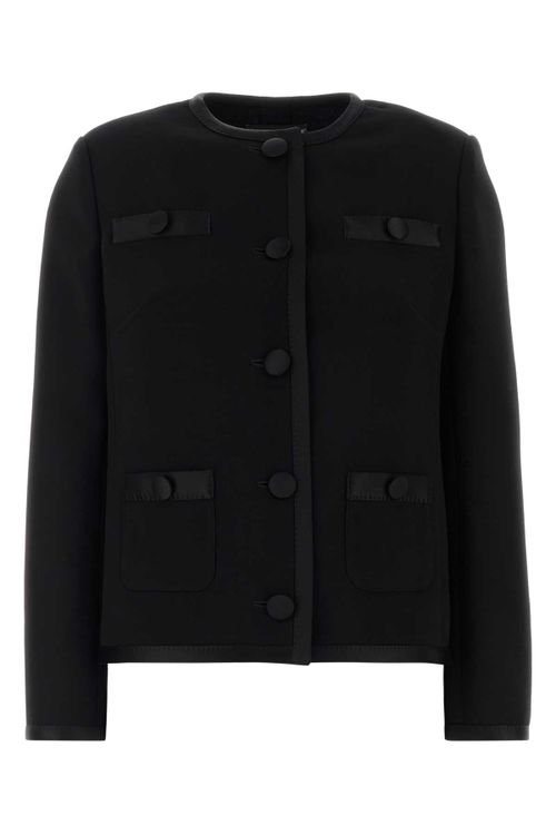 Virgin Wool Blend Blazer — Black