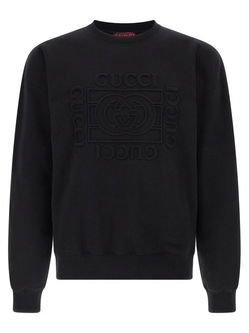 Embossed Logo Cotton Sweatshirt — Black