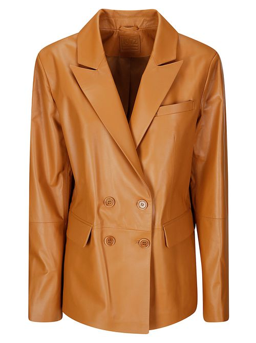 Leather Double-breasted Blazer