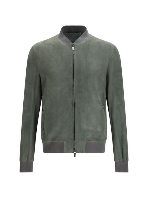 Suede Calf Leather Jacket — Gray
