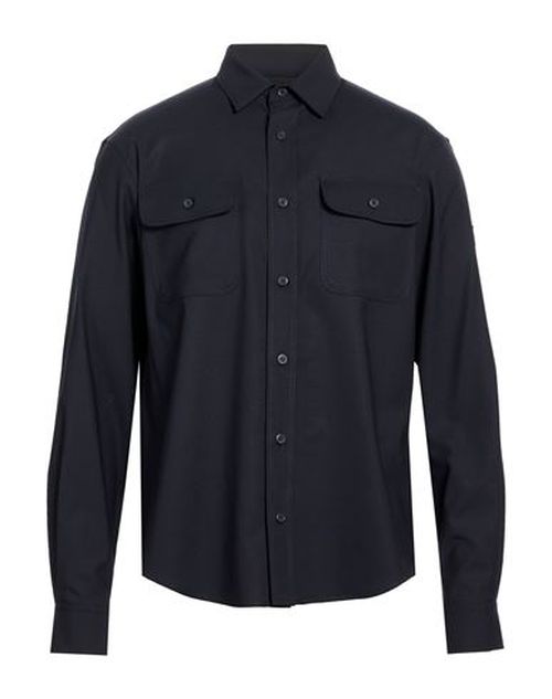 Man Shirt Midnight blue Size L Polyester, Wool, Elastane
