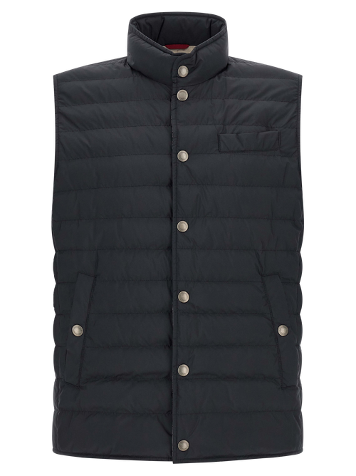 Goose Down-Filled Quilted Gilet — Navy