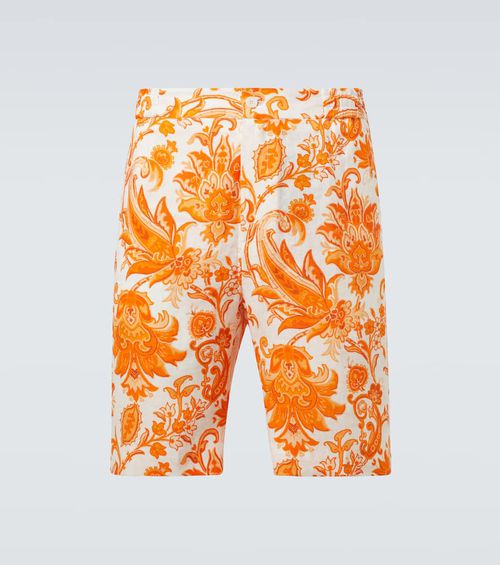 Printed linen Bermuda shorts