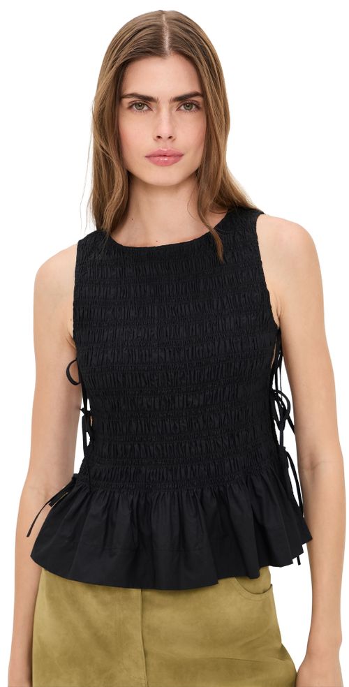 Poplin Smock Tie Top Black