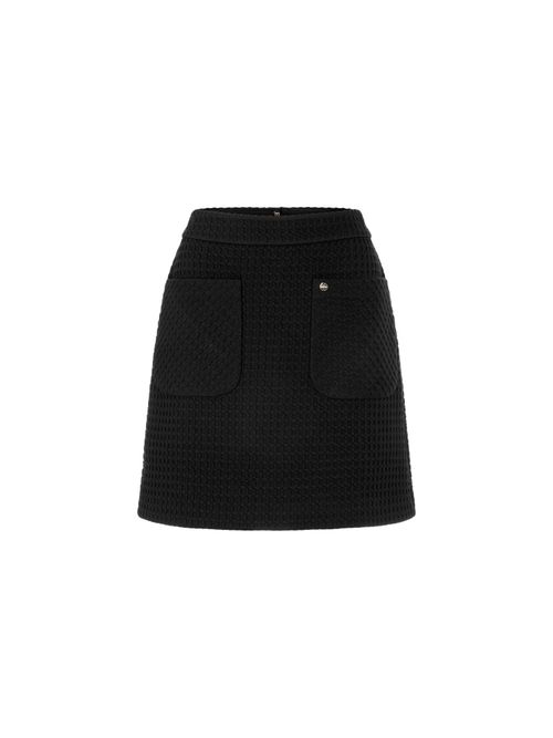 Marc Cain Mini skirt in waffle piqué with pockets, black, 34 N