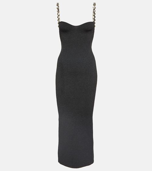 Globe Chain Wave ribbed-knit midi dress