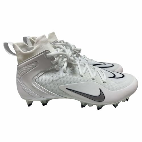 Nike Men's Alpha Huarache8 Elite Lax Lacrosse Cleats Shoes White/Navy Blue #CW4447-101