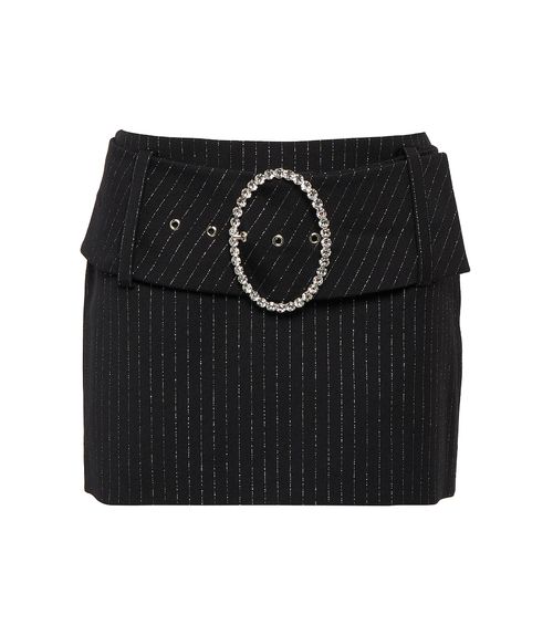 Alessandra Rich Low-rise wool-blend pinstriped miniskirt