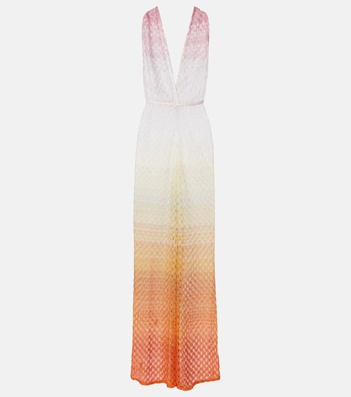 Open-knit lamé jumpsuit