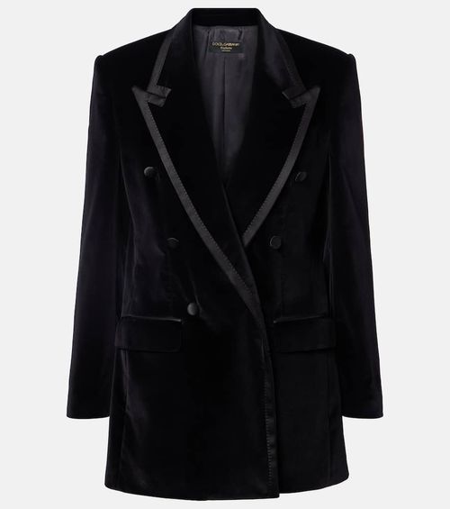Cotton-blend velvet tuxedo jacket