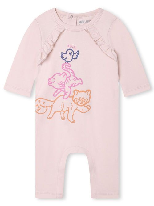 Graphic-print ruffled babygrow - Pink