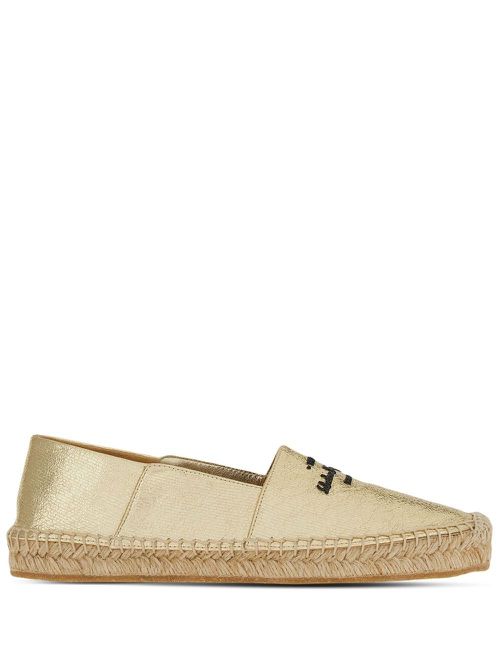 Logo-embroidered metallic espadrilles - Gold
