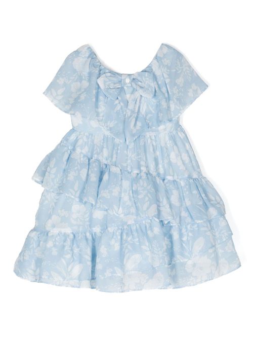Floral-print tiered dress - Blue