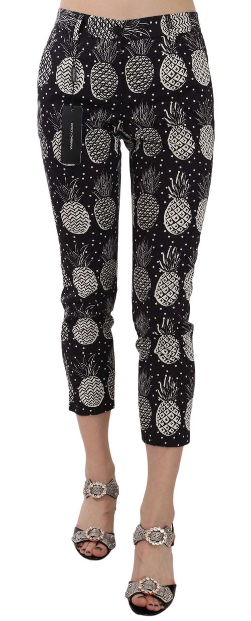 Pineapple-Print Capri Pants — Black