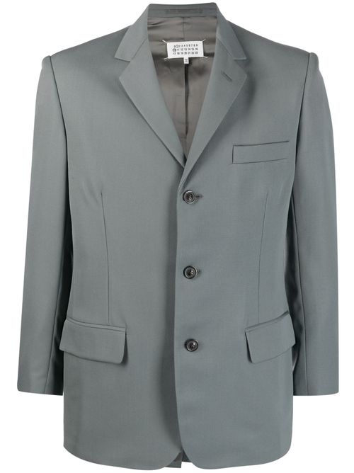 Single-breasted wool blazer - Green