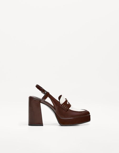 Bershka High-Heel Platform Loafers Women 6 Multicolored