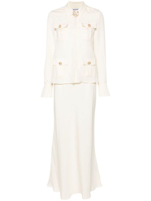 Crystal-embellished button maxi dress - Neutrals