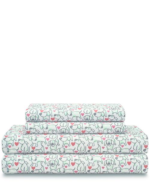 Whimsical Print Hearts and Hounds Sheet Set