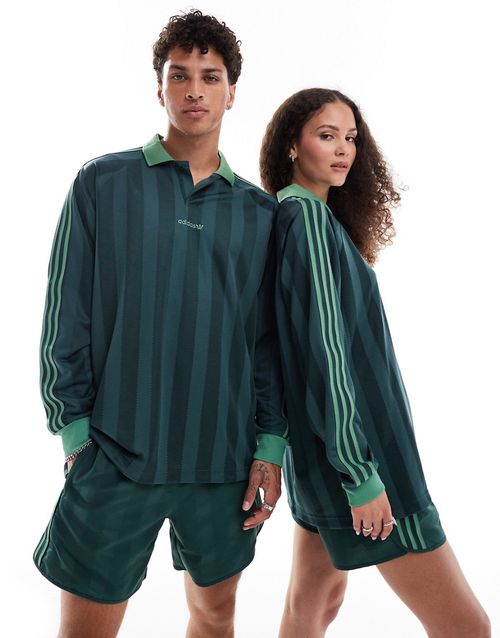 Unisex long sleeve polo in green