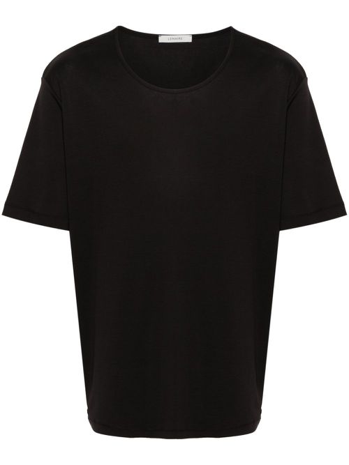 Ribbed U-neck T-shirt - Black