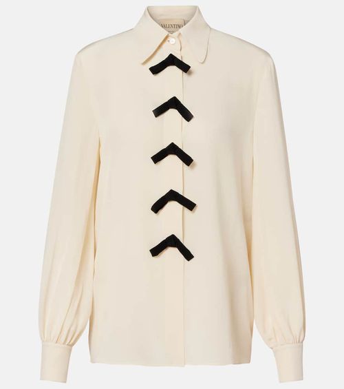 Bow-detail silk crêpe de chine blouse