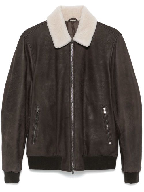 Leather bomber jacket - Brown