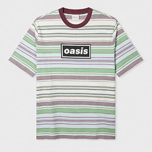 X Oasis - Stripe Logo Print T-Shirt Multicolour