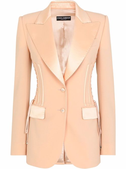 Single-breasted corset-tie blazer - Pink