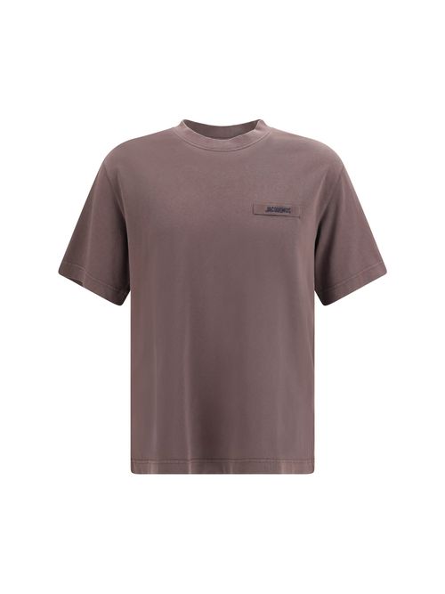 Logo-Patch Cotton T-Shirt — Brown