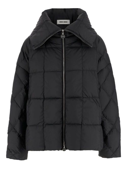 Quilted high-neck jacket - Black